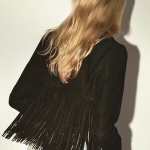 Frame Denim Black Suede Saddle Jacket